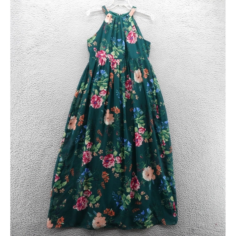 Eliza J Floral Halter Maxi Dress Size 6 Green Womens Elegant Party Wedding Guest